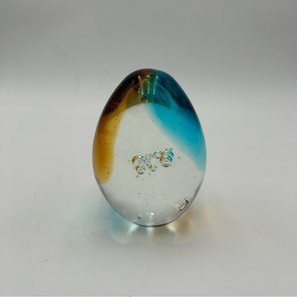 Hand Blown Art Glass Egg Shaped Paperweight